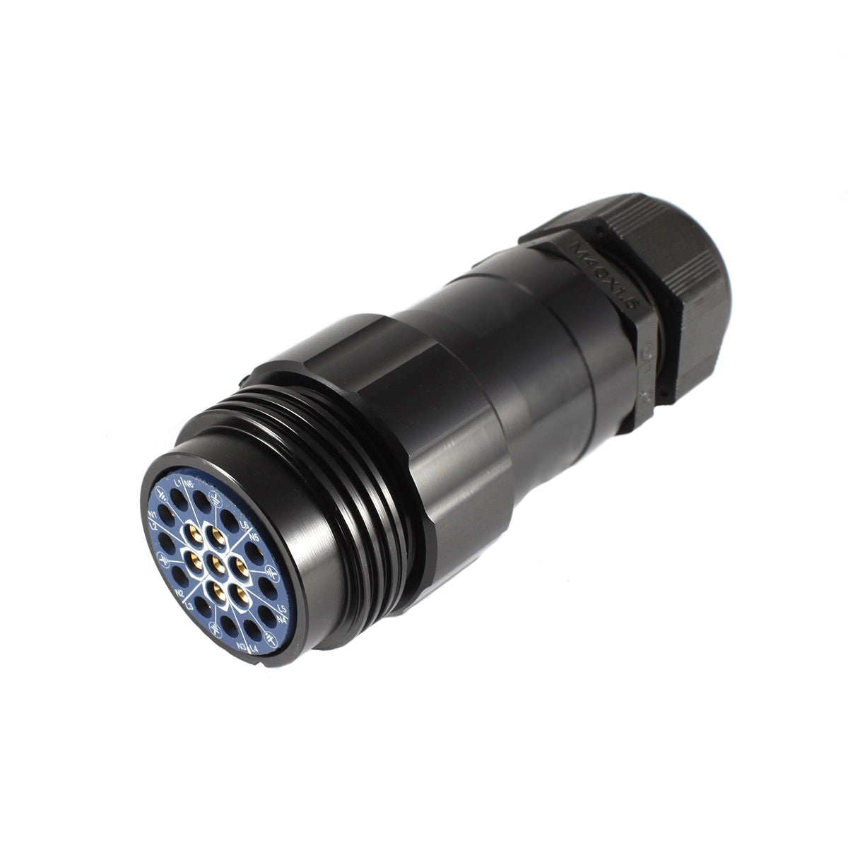 19 Pin Female InLine Solder connector with Lock Ring for 15-23mm Cable Glanding