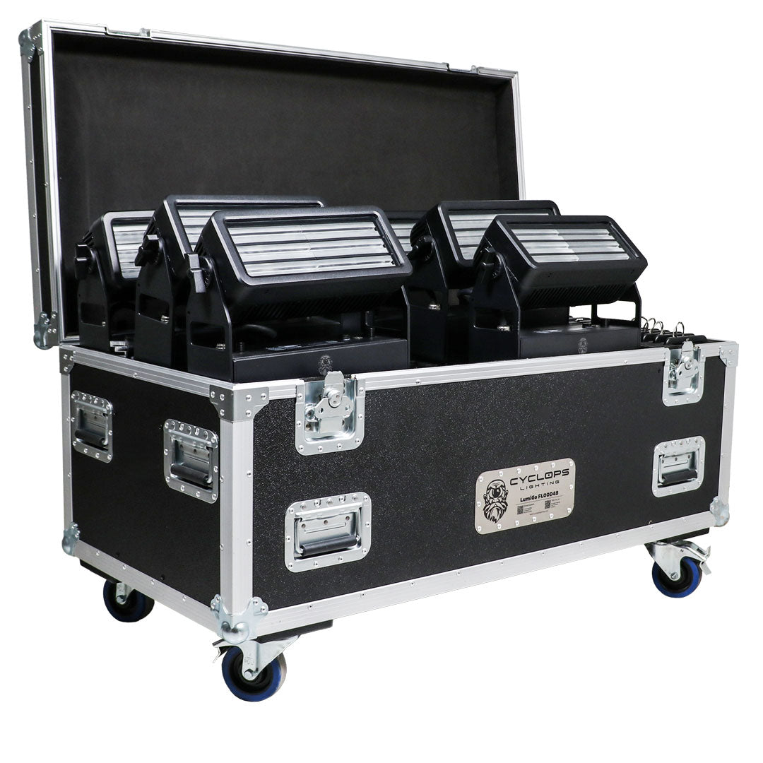 Cyclops Lighting Kit of 6 LumiGo™ FLOOD48 - Battery-Operated IP65 60x8W RGBL FX & Pixel Mapping Wash (wireless CRMX & App Control)