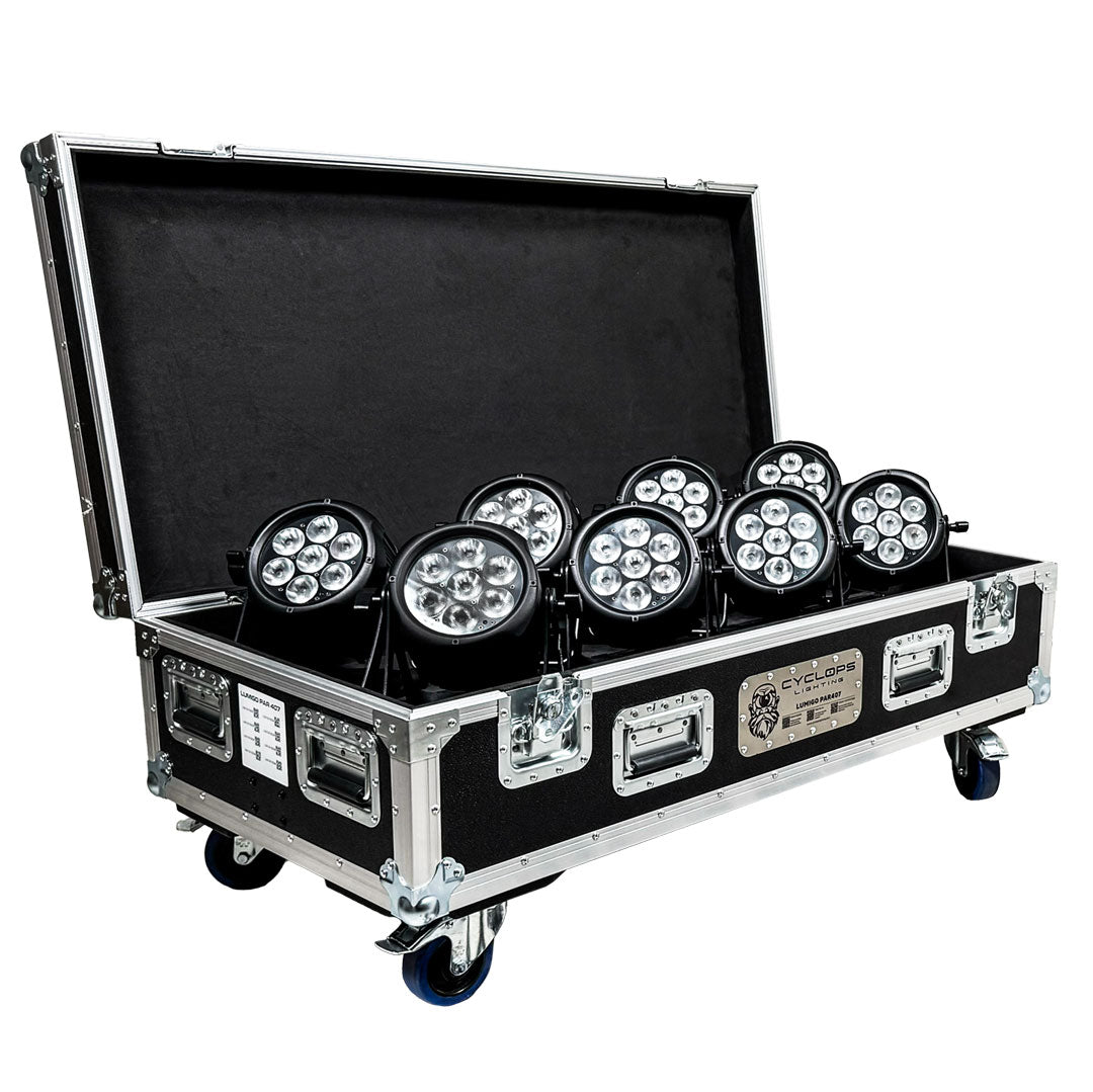 Cyclops Lighting Kit of 8 LumiGo™ PAR407 - Battery-Operated IP65 LED PAR (wireless CRMX & App Control)