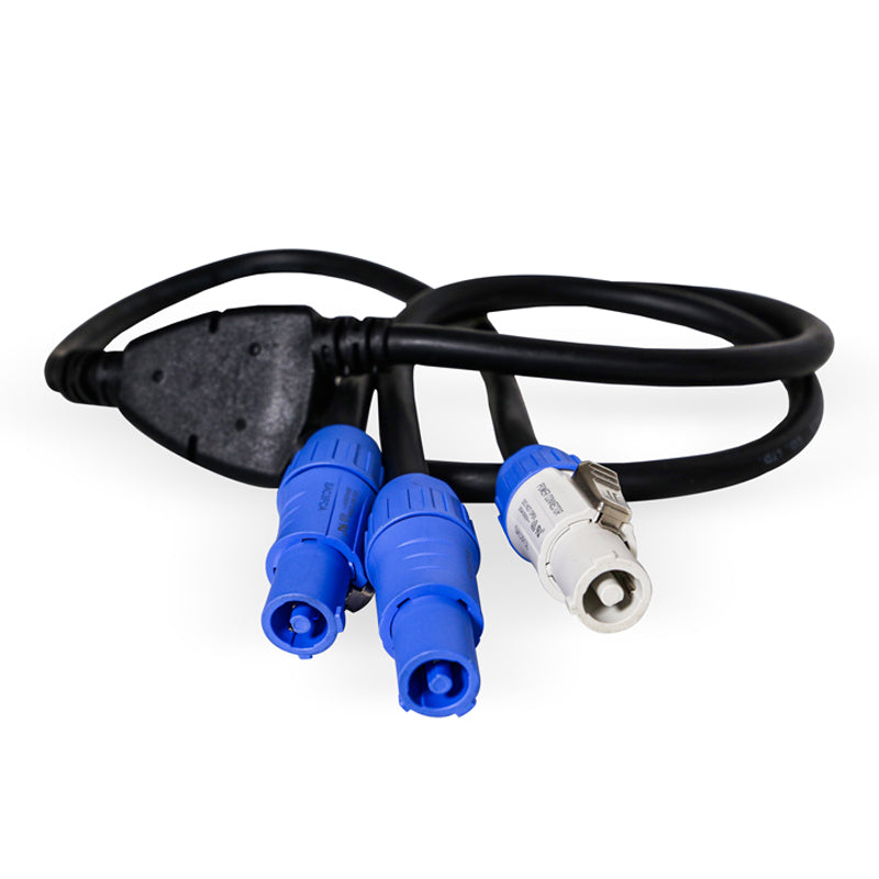 Power Y Cable - Powercon White to Powercon Blue
