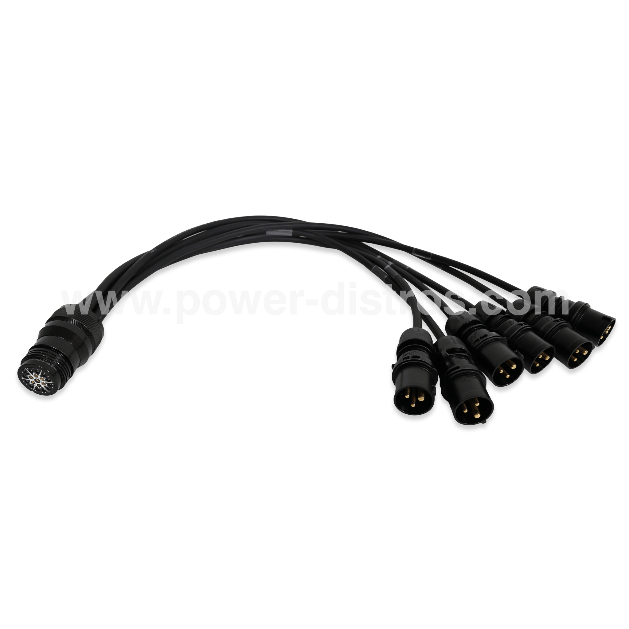 Power Fan In Spider - 19 Pin Female Connector to 6 x 16A 3P CEE Male - 1m Each Connection