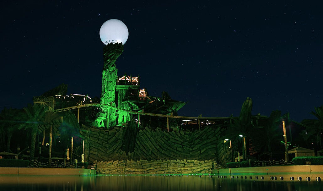 Yas Waterworld Gets Park-Wide Architectural Lighting & Mapping with Cyclops Lighting and Madrix