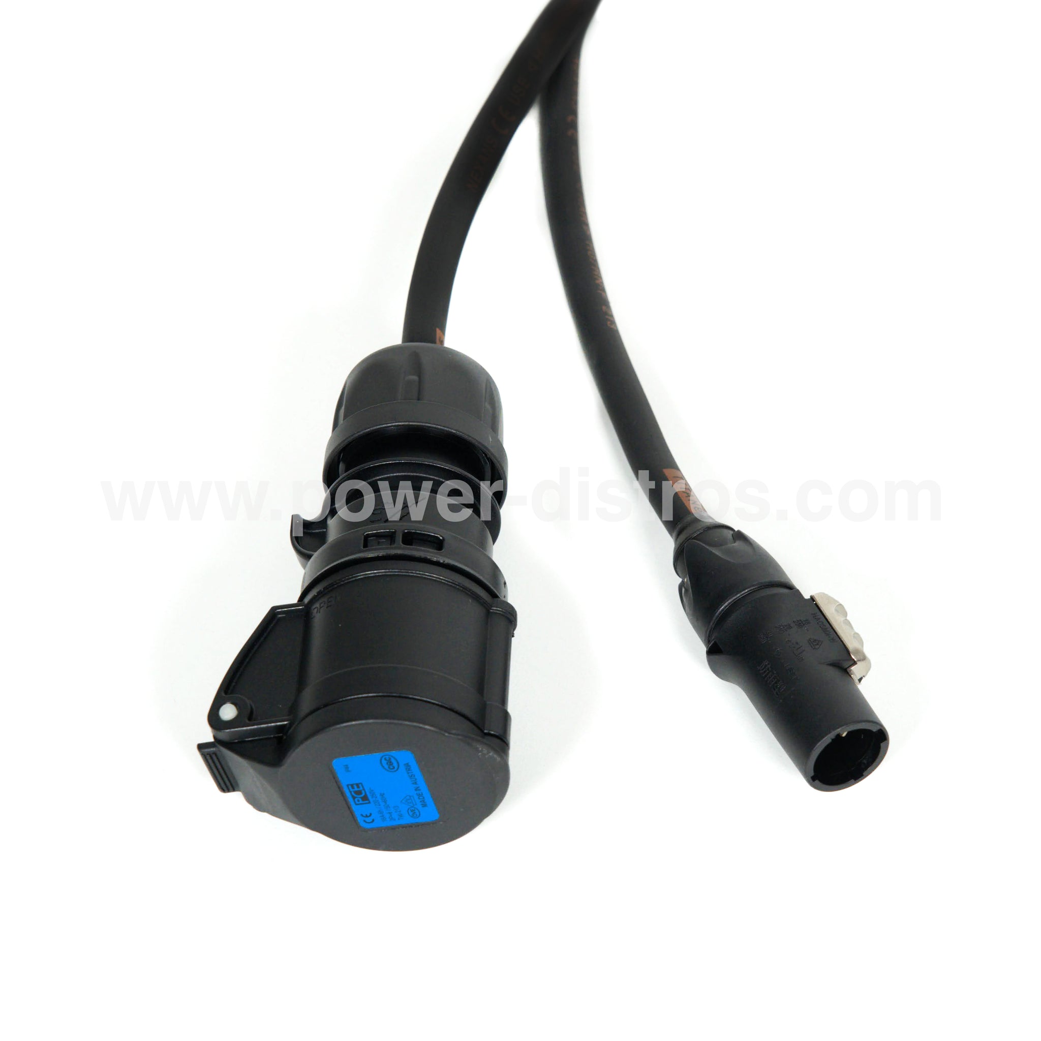 Power Cable - Waterproof PowerCon Male to 16A 3P CEE Female