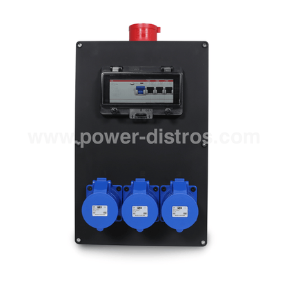 32A CEE 400V 5P In, 32A CEE 240V 3P Out, RCD, Distribution Box
