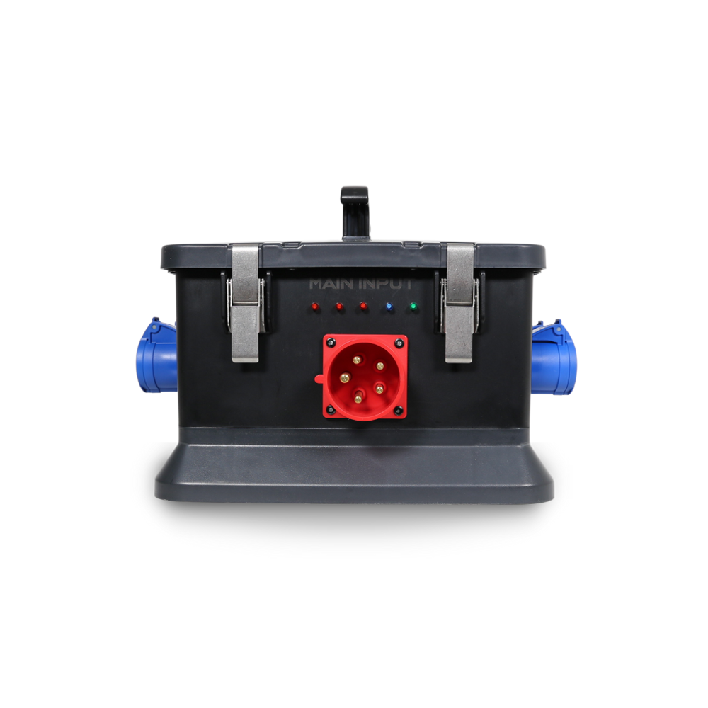 32A CEE 400V 5P In, 16A CEE 240V 3P Out, RCD, Distribution Box