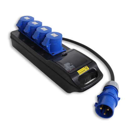 32A CEE 240V 3P In, 32A CEE 240V 3P Out, RCD, Distribution Box with Cable