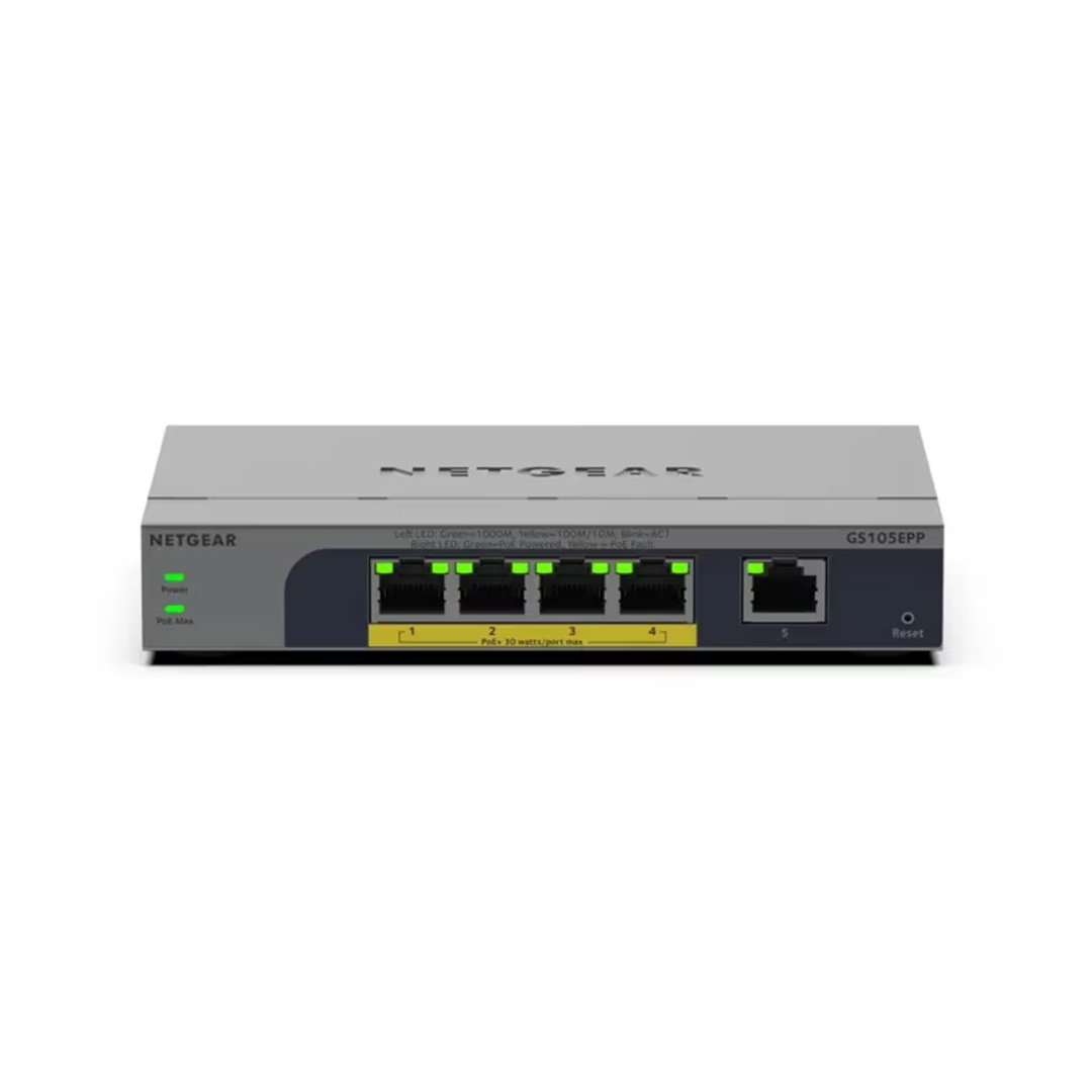 GS105EPP 5-Port Gigabit Ethernet Easy Smart High-Power PoE+ Switch (120W)