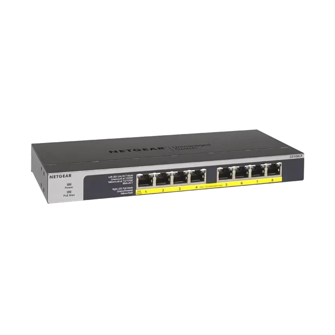 GS108LP 8-Port Gigabit Ethernet PoE+ Unmanaged Switch with FlexPoE (60W)