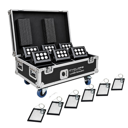 Cyclops Lighting Kit of 6 LumiGo™ BOOK610 - Battery-Operated IP65 LED Wash (wireless CRMX & App Control)