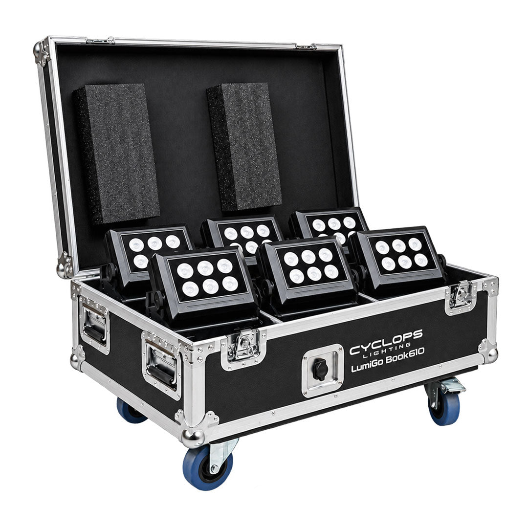 Cyclops Lighting Kit of 6 LumiGo™ BOOK610 - Battery-Operated IP65 LED Wash (wireless CRMX & App Control)