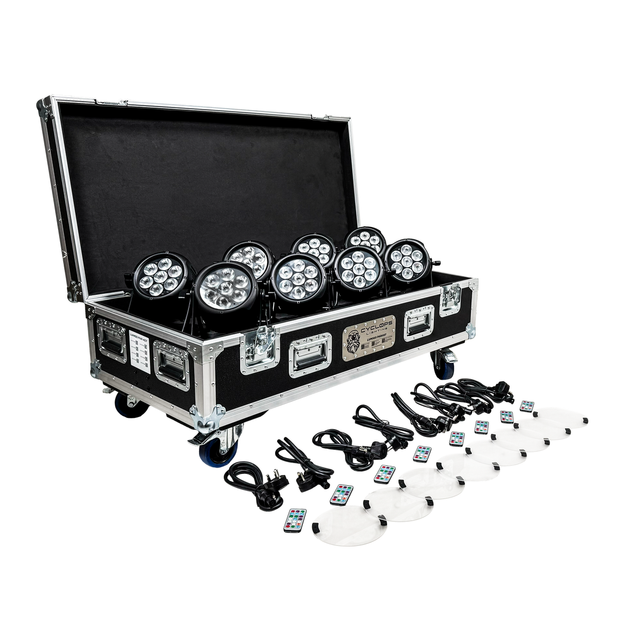 Cyclops Lighting Kit of 8 LumiGo™ PAR407 - Battery-Operated IP65 LED PAR (wireless CRMX & App Control)