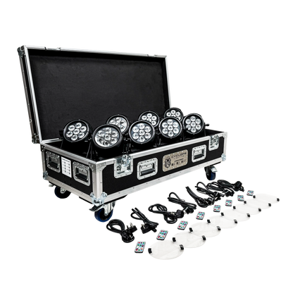 Cyclops Lighting Kit of 8 LumiGo™ PAR407 - Battery-Operated IP65 LED PAR (wireless CRMX & App Control)