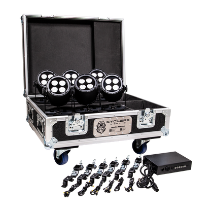 Cyclops Lighting Kit of 6 LumiGo™ PAR404 - Battery-Operated IP65 4x20W RGBL PAR (wireless CRMX & App Control)