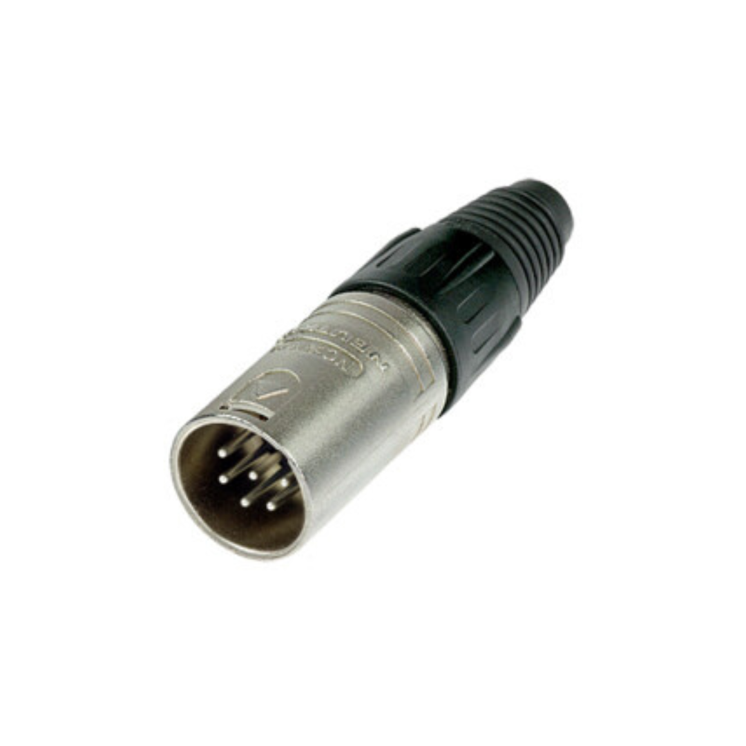 Neutrik - NC6MX - XLR cable connector male 6-pole, Nickel housing and silver contacts.