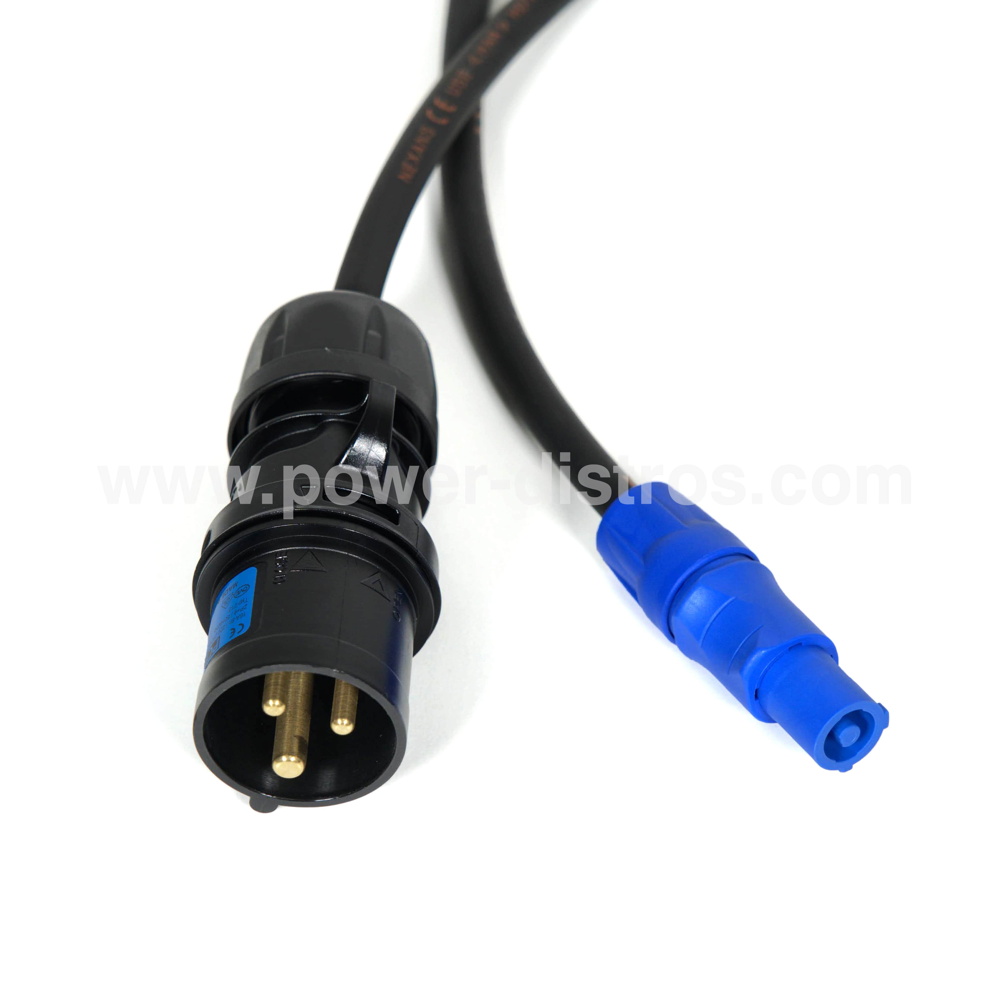 Power Cable - 16A 3P CEE Male to PowerCon Blue