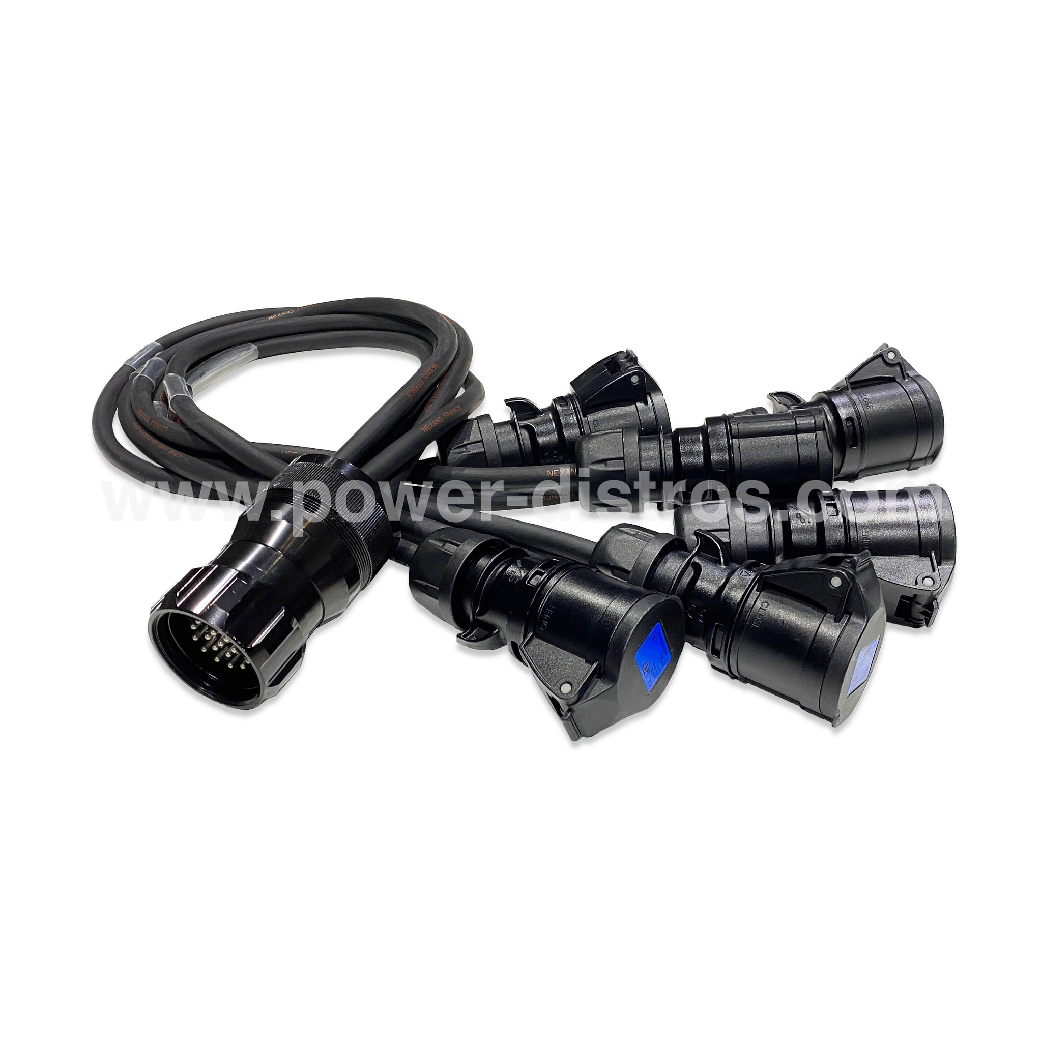 Power Fan Out Spider - 19 Pin Male Connector to 6 x 16A 3P CEE Female