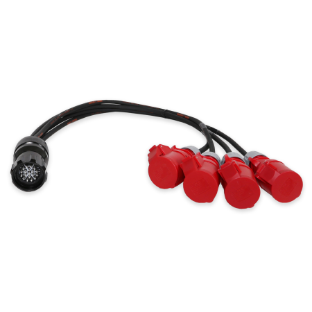 Female Fan Out Spider - 19 Pin Connector to 4 x Female CEE 16 4 Pole - 1m each